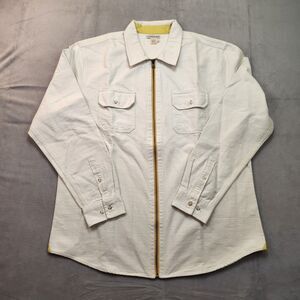 Carbon 2 Cobalt‎ Shirt Jacket Men's L Cream White Full Zip Shacket Double Pocket
